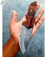 8" Inches HAND FORGED Full Tang Damascus Steel Skinning Knife+ Leather sheath ZB Knives Store