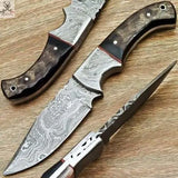 8" Inches HAND FORGED Full Tang Damascus Steel Skinning Knife+ Leather sheath ZB Knives Store