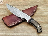 8" Inches HAND FORGED Full Tang Damascus Steel Skinning Knife+ Leather sheath ZB Knives Store