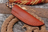 8" Inches HAND FORGED Full Tang Damascus Steel Skinning Knife+ Leather sheath ZB Knives Store