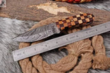 8" Inches HAND FORGED Full Tang Damascus Steel Skinning Knife+ Leather sheath ZB Knives Store