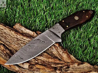 8" Inches HAND FORGED Full Tang Damascus Steel Skinning Knife+ Leather sheath ZB Knives Store