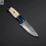 8" Inches HAND FORGED Full Tang Damascus Steel Skinning Knife+ Leather sheath ZB Knives Store