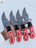 8" Inches HAND FORGED Full Tang Damascus Steel Skinning knife+ Leather Sheath ZB Knives Store