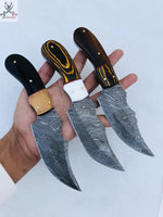 8" Inches HAND FORGED Full Tang Damascus Steel Skinning knife+ Leather Sheath ZB Knives Store