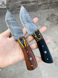 8" Inches HAND FORGED Full Tang Damascus Steel Skinning knife+ Leather Sheath ZB Knives Store