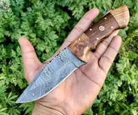 8" Inches HAND FORGED Full Tang Damascus Steel Skinning knife+ Leather sheath ZB Knives Store