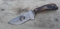 8" Inches HAND FORGED Full Tang Damascus Steel Skinning knife+ Leather sheath ZB Knives Store