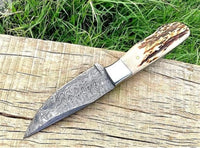 8" inches HAND FORGED Damascus Steel Skinning knife + Leather Sheath ZB Knives Store