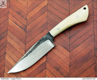 8" inches HAND FORGED Full Tang 1095 High Carbon Steel Skinning Knife + Leather Sheath ZB Knives Store