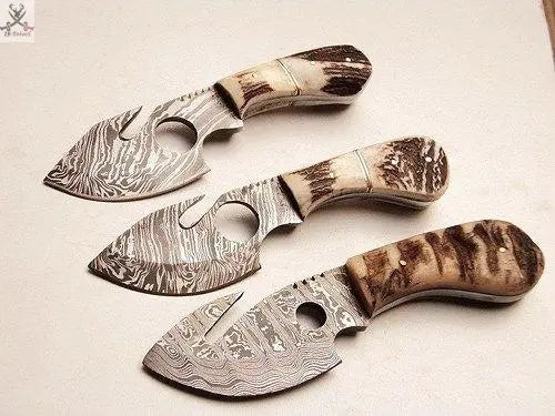 Custom Handmade Damascus Steel Gut Hook Skinner Knifes - ZB Knives Store