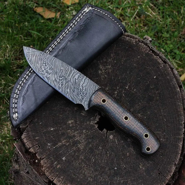 Custom Handmade Damascus Steel Hunting Skinning Knife - ZB Knives Store