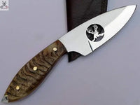 8"inches HAND FORGED Full Tang D2 Steel Skinning Knife + Leather Sheath ZB Knives Store