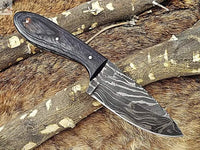 8"inches HAND FORGED Full Tang Damascus Steel Skinning Knife + Leather Sheath ZB Knives Store