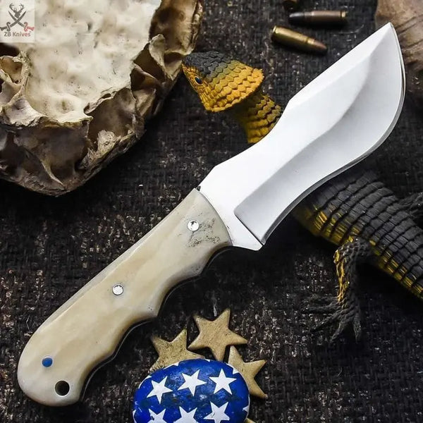 9.25" Inches HAND FORGED Full Tang J2 Steel Hunting knife + Leather Sheath ZB Knives Store