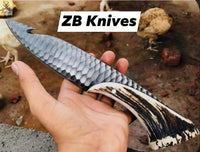 9.5" Inches HAND FORGED 1095 High Carbon Steel Hunting knife+ Leather sheath ZB Knives Store