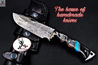 Custom Handmade Damascus Steel Hunting Knife - ZB Knives Store