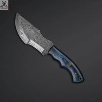 9.5" inches HAND FORGED Full Tang Damascus Steel Tracker Knife + Leather Sheath ZB Knives Store