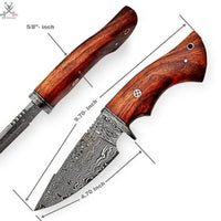 9.70"inches HAND FORGED Fixed Blade Damascus Steel Hunting Knife + Leather Sheath ZB Knives Store