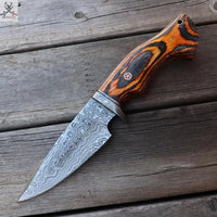 9" Inches HAND FORGED Fixed Blade Damascus Steel Hunting Knife+ Leather sheath ZB Knives Store