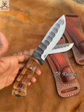 9" Inches HAND FORGED Full Tang 1095 High Carbon Steel Hunting Knife+ Leather sheath ZB Knives Store