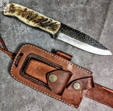 9" Inches HAND FORGED Full Tang 1095 High Carbon Steel Hunting Knife+ Leather sheath ZB Knives Store