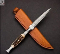 Edc Damascus Dagger Knife - ZB Knives Store