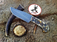 9" Inches HAND FORGED Full Tang Damascus Steel Hunting Knife+ Leather sheath ZB Knives Store