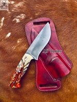 9" hand forged knife + Leather Sheath ZB Knives Store