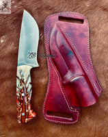 9" hand forged knife + Leather Sheath ZB Knives Store