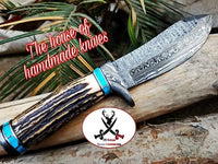 Custom Handmade Damascus Steel Hunting Knife - ZB Knives Store