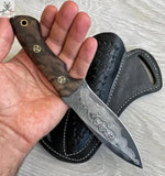 9" inches HAND FORGED Full Tang Damascus Steel Hunting Skinning Knife + leather sheath ZB Knives Store