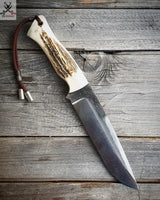 9"inches HAND FORGED Full Tang 1095 High Carbon Steel Hunting knife + Leather Sheath ZB Knives Store