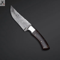 9"inches HAND FORGED Full Tang Damascus Steel Hunting Knife + Leather Sheath ZB Knives Store