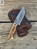 9"inches HAND FORGED Full Tang High Carbon Steel Hunting knives + Leather Sheath ZB Knives Store