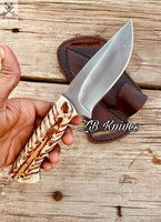 9"inches HAND FORGED Full Tang High Carbon Steel Hunting knives + Leather Sheath ZB Knives Store