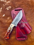 9"inches HAND FORGED Full Tang High Carbon Steel Hunting knives + Leather Sheath