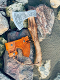 Battle AXE - Ash Wood Handle, Engraved High Carbon Forged Steel Head - ZB Knives Store