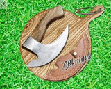 Beautiful Custom HAND FORGED High Carbon Steel Pizza Cutter+ leather sheath - ZB Knives Store