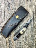 Beautiful HAND FORGED Damascus Steel Straight Razor knife + leather sheath - ZB Knives Store