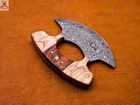 Beautiful HAND FORGED Full Tang Damascus Steel ULU Knife+ Leather sheath ZB Knives Store