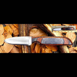 2 3/4" Blade Knife - Coffee Colored Wood Handle knife sheath - ZB Knives Store