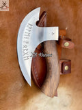 HAND FORGED High Carbon Steel Pizza 🍕 Cutter+ leather sheath 😍🎁 - ZB Knives Store