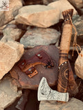 Best AXE - Engraved Forged Steel Head, Ash Wood Handle with rope Wrap - ZB Knives Store