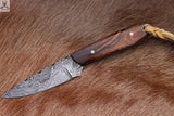 Buckaroo Ranch knife with sheath – 6.25" Handmade Damascus Steel Blade with Rosewood Handle ZB Knives Store