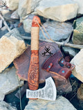 Bushcraft AXE - Engraved High Carbon Forged Steel Head, Wood Handle with rope Wrap - ZB Knives Store