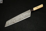 CUSTOM HANDMADE DAMASCUS CHEF KNIFE WITH LEATHER SHEATH - ZB Knives Store