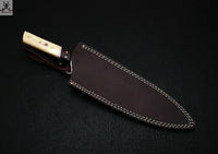 CUSTOM HANDMADE DAMASCUS CHEF KNIFE WITH LEATHER SHEATH ZB Knives Store