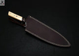 CUSTOM HANDMADE DAMASCUS CHEF KNIFE WITH LEATHER SHEATH - ZB Knives Store