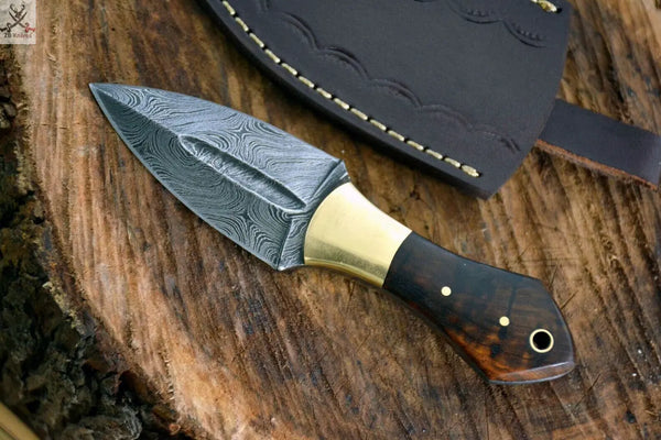 CUSTOM HANDMADE DAMASCUS DAGGER KNIFE HANDLE ROSE WOOD ZB Knives Store